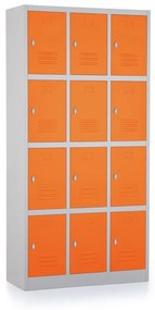 Dulap metalic - 12 cutii, 90 x 40 x 185 cm, twist lock, portocaliu - ral 2004