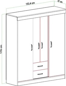 Dulap Homs 4 usi, 2 sertare alb, SD084-017749