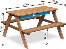 Banca de gradina pentru copii cu masa de joaca PLAYLAND 88x88x51 cm