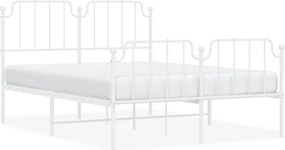 vidaXL Cadru pat metalic cu tăblie de cap/picioare , alb, 135x190 cm