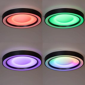 Plafonieră neagră cu LED RGBW reglabil cu telecomandă inclus - Arco