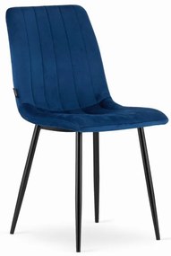 Set de dining 1 + 4, masa neagra RAMOD 100x60 cm + scaun albastru LAVA cu picioare negre