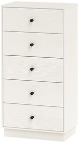 HOMCOM Comoda 5 sertare, mobilier de depozitare inalt si ingust, stil modern pentru camera de zi, living - 47x29x95cm, alb | Aosom Romania