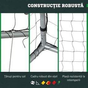 SPORTNOW Poartă Fotbal Mare 10ft x 6.5ft, Montaj Rapid, Perfectă pentru Antrenamente și Meciuri | Aosom Romania