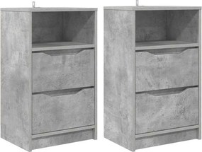 vidaXL Mese de noptieră cu sertar 2 pcs Gri din beton 40 x 30 x 467 cm
