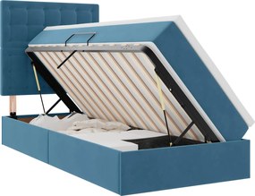 vidaXL Pat cu saltea și LED cu led Albastru închis 90 x 190 cm Catifea