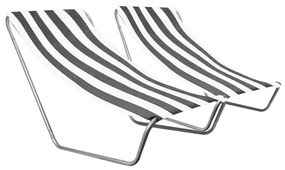 Set de 2 sezlonguri pliante pentru plaja SAND, dungi gri inchis
