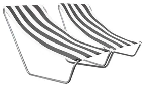 Set de 2 sezlonguri pliante pentru plaja SAND, dungi gri inchis