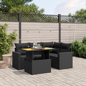 3271293 vidaXL Set mobilier de grădină cu perne, 5 piese, negru, poliratan