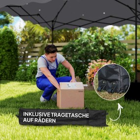 Outsunny 3 x 3 m pavilion pop-up, cort de grădină cu înălțime reglabilă, cu geantă cu role, pentru grădină, terasă, metal, material textil, Gri deschis | Aosom Romania