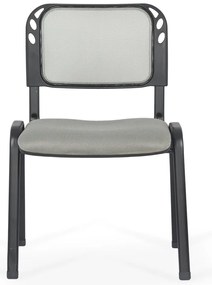 Scaun conferință gri cu șezut ergonomic buretat si spătar mesh ventilat și cadru metalic HRC 600