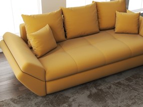 Canapea extensibilă dumonde cu ladă de depozitare si sezut confortabil din spuma high-density, Loana Royal Mustar 250x100 cm