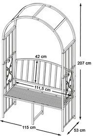 Arcada de gradina pentru flori cu banca, negru