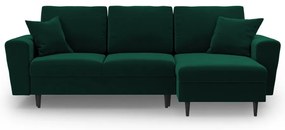 Colțar verde extensibil, cu spațiu de depozitare cu tapițerie din catifea Kyoto – Cosmopolitan Design