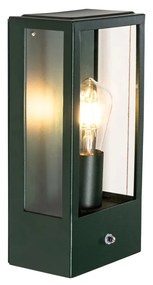 Aplică de perete exterioară verde închis cu senzor de amurg IP44 - Rotterdam