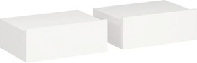 HOMCOM Set de 2 Noptiere Suspendate pentru Dormitor cu Sertar, 40x30x15 cm, Alb | Aosom Romania