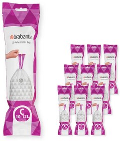 Saci de gunoi Brabantia PerfectFit Sort&Go/Silent/Touch 1005566, Dimensiune C, 10-12 L, 200 buc, Alb