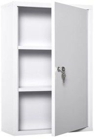 Kleankin Dulap Medicamente Oțel 3 Niveluri 2 Chei Suport Perete 40x18x60cm Alb | Aosom Romania