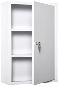 Kleankin Dulap Medicamente Oțel 3 Niveluri 2 Chei Suport Perete 40x18x60cm Alb | Aosom Romania