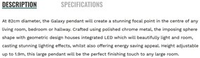 Lustra LED suspendata design circular Galaxy 82cm