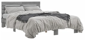 3280170 vidaXL Cadru de pat, gri sonoma, 140x190 cm, lemn prelucrat și metal
