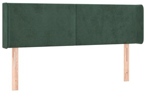 3118539 vidaXL Tăblie de pat cu aripioare verde închis 147x16x78/88 cm catifea