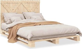 vidaXL Cadru de pat cu tăblie, 140x200 cm, lemn masiv de pin