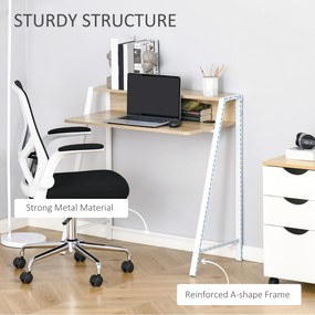 HOMCOM Birou de Camera, Mobilier Modern din Lemn si Metal 84x45x85cm, Alb | AOSOM.ro