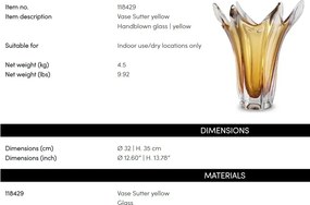 Vaza, Vas decorativ design LUX Sutter, galben