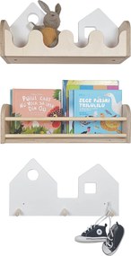 Set 2 rafturi perete + Cuier Montessori NEST SET Green