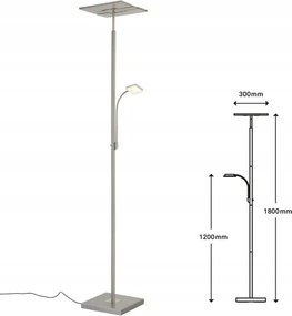 Briloner 1328-022 - lampă de podea LED dimerizabilă LED/21W/230V + LED/3,5W crom mat