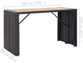 Set mobilier bar exterior, cu perne, 7 piese, negru, poliratan Negru, 7