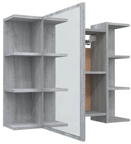 Dulap de baie cu oglinda gri sonoma 80x20,5x64 cm lemn compozit sonoma gri