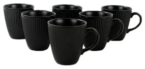 Căni negre 6 buc. din ceramică 0.3 l – Hermia