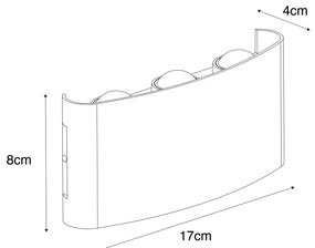 Aplică de perete exterioară neagră cu LED 6 lumini IP54 - Silly