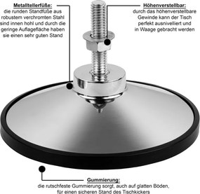 Masă de fotbal TUNIRO BASIC, 75 kg, albă-neagră