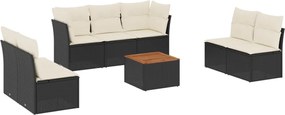 vidaXL Set mobilier de grădină cu perne, 8 piese, negru, poliratan