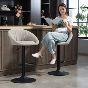 HOMCOM Set 2 Scaune de Bar Rotative din Țesătură cu Înălțime Ajustabilă Bej | Aosom Romania
