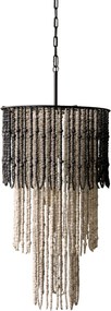 Candelabru din margele de lemn si sfoara de iuta, H90/D50cm