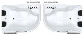 Cadă de baie cu hidromasaj asimetrică Dublo Hydro, 180x130 cm cu baterie