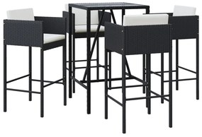 3200662 vidaXL Set mobilier bar de grădină cu perne, 5 piese, negru, poliratan