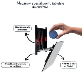 Set vas wc rimless cu capac soft close Fluminia Minerva, rezervor incastrat si clapeta alb mat crom lucios Alcadrain M1876-1