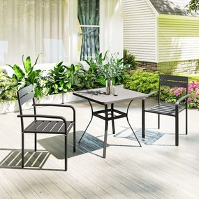 Outsunny Lot de 2 scaune de grădină empilabile în aer liber cu brațe, cadru din aluminiu 56 x 58 x 83 cm gri închis | Aosom Romania