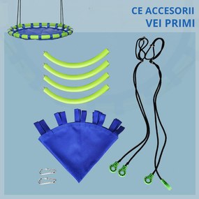 Outsunny Leagăn de Grădină pentru Copii 3-8 Ani, Ø100cm, Frânghii Reglabile, Albastru, Siguranță Maximă | Aosom Romania