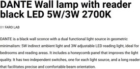 Aplica LED ambientala cu reader directionabil DANTE negru 5W/3W 2700K