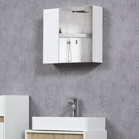 Kleankin Dulap cu Oglindă pentru Baie, 4 Rafturi Reglabile, Montare pe Perete, 48x15x45 cm, din PAL și Sticlă | Aosom Romania