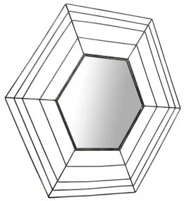 Oglinda hexagonala cu rama din metal aurie Romeo, 1.5cm (L / D) x 69cm (W) x 79.5cm (H)
