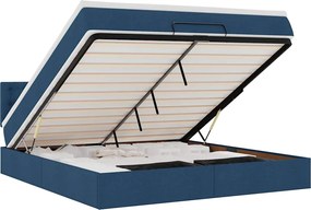 vidaXL Cadru de pat otoman cu saltea țesătură albastră 180x200cm