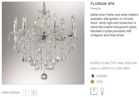 Candelabru 6 brate cristal Venezian FLORIAN SP6 CROMO 035628