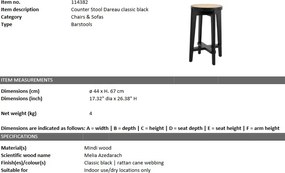 Scaun de bar din lemn finisaj negru design modern Dareau, H-67cm 114382 HZ